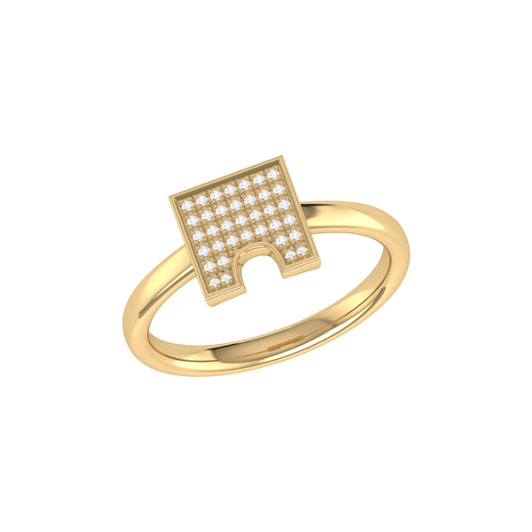 LuvMyJewelry City Arches Square Diamond Ring in 14K Yellow Gold Vermeil on Sterling Silver