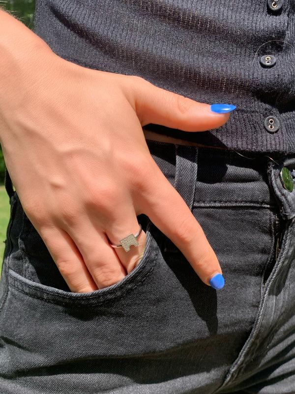 LuvMyJewelry City Arches Square Diamond Ring In Sterling Silver