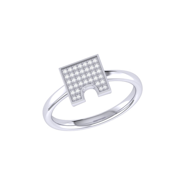 LuvMyJewelry City Arches Square Diamond Ring in Sterling Silver