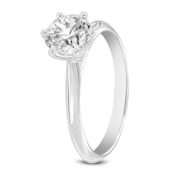 LuvMyJewelry Clara 14K White Gold Round Lab Grown Diamond Solitaire Engagement Ring - 0.75 Ctw