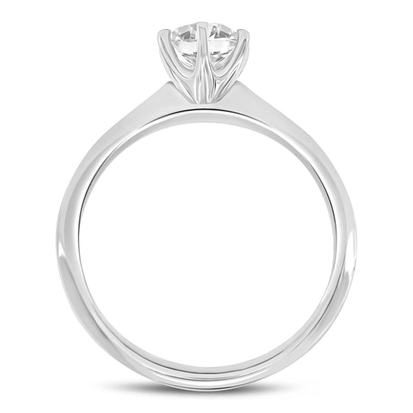 LuvMyJewelry Clara 14K White Gold Round Lab Grown Diamond Solitaire Engagement Ring - 0.75 Ctw