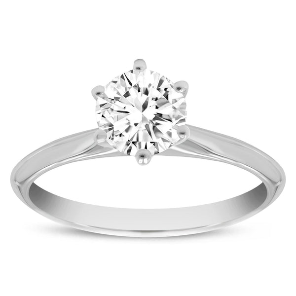 LuvMyJewelry Clara 14K White Gold Round Lab Grown Diamond Solitaire Engagement Ring - 0.75 ctw