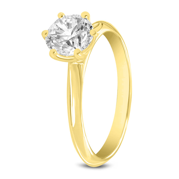 LuvMyJewelry Clara 14K Yellow Gold Round Shape Lab Grown Diamond Solitaire Engagement Ring - 0.75 Ctw