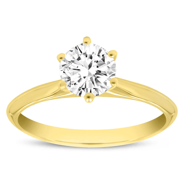 LuvMyJewelry Clara 14K Yellow Gold Round Shape Lab Grown Diamond Solitaire Engagement Ring - 0.75 ctw