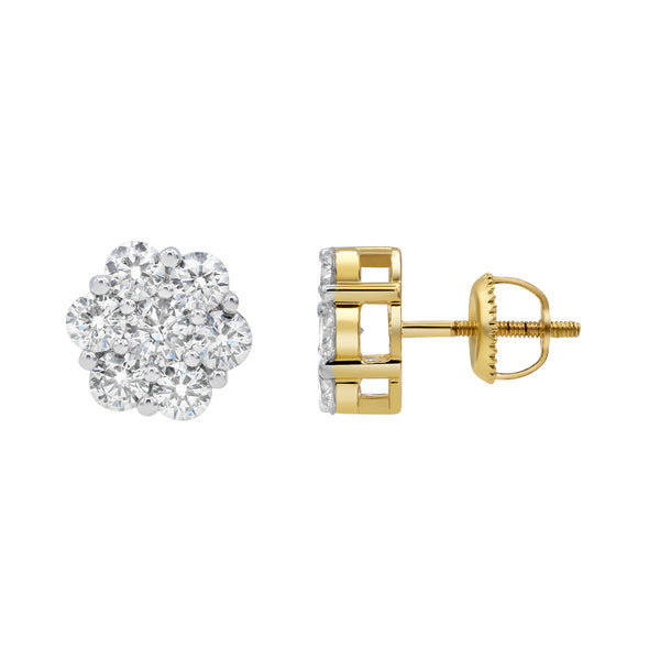 LuvMyJewelry Classic Cluster Stud 14K Yellow Gold Diamond Earrings 2.03 Ct. Tw