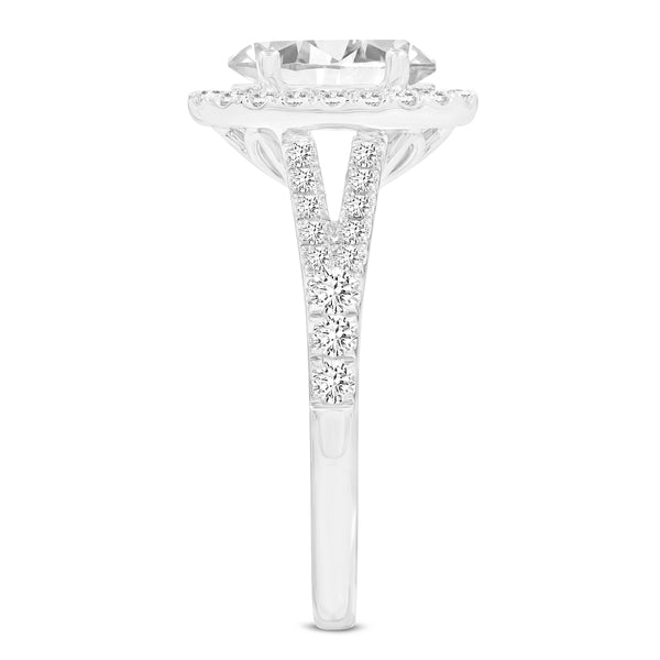 LuvMyJewelry Claudia 14K White Gold Oval Lab Grown Diamond Halo Engagement Ring - 2 Ct