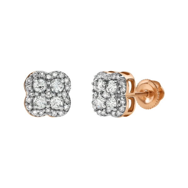 LuvMyJewelry Clover Diamond 0.5 ct. tw. 14K Rose Gold Earrings