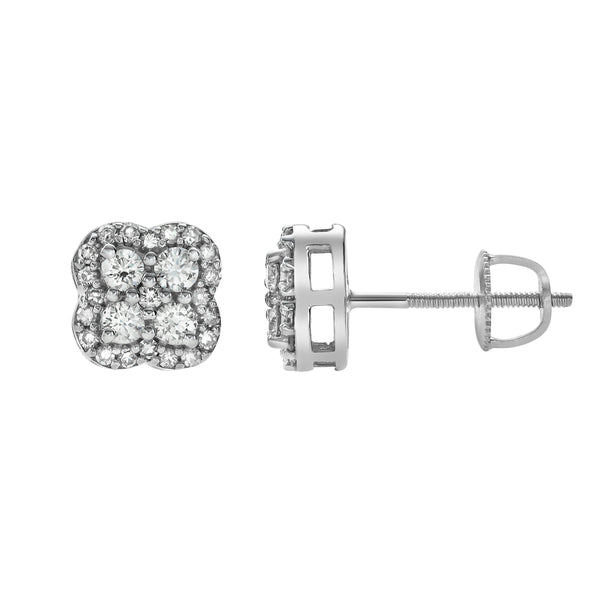 LuvMyJewelry Clover Diamond 0.5 Ct. Tw. 14K White Gold Earrings