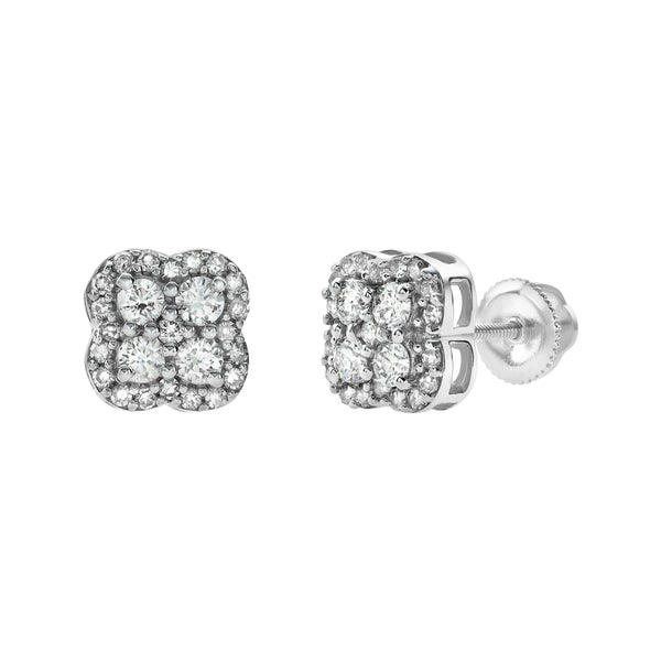 LuvMyJewelry Clover Diamond 0.5 ct. tw. 14K White Gold Earrings