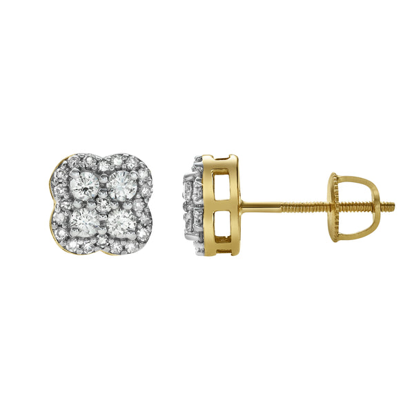 LuvMyJewelry Clover Diamond 0.5 Ct. Tw. 14K Yellow Gold Earrings