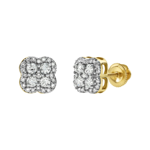 LuvMyJewelry Clover Diamond 0.5 ct. tw. 14K Yellow Gold Earrings