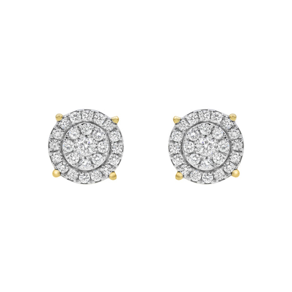 LuvMyJewelry Concentric Circle 14K Yellow Gold Diamond Earrings 0.5 Ct. Tw