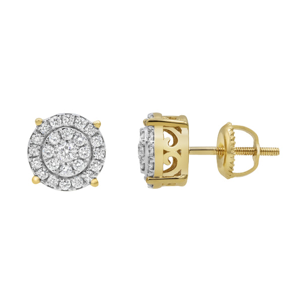LuvMyJewelry Concentric Circle 14K Yellow Gold Diamond Earrings 0.5 Ct. Tw