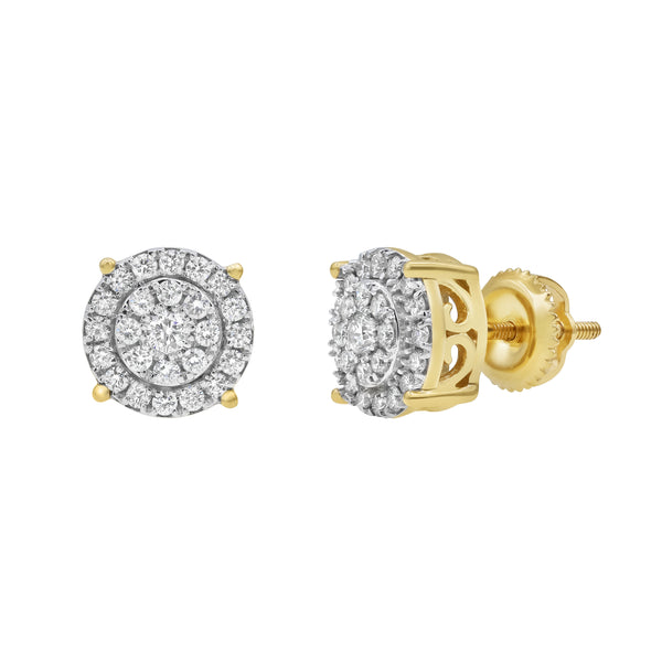 LuvMyJewelry Concentric Circle 14K Yellow Gold Diamond Earrings 0.5 ct. tw