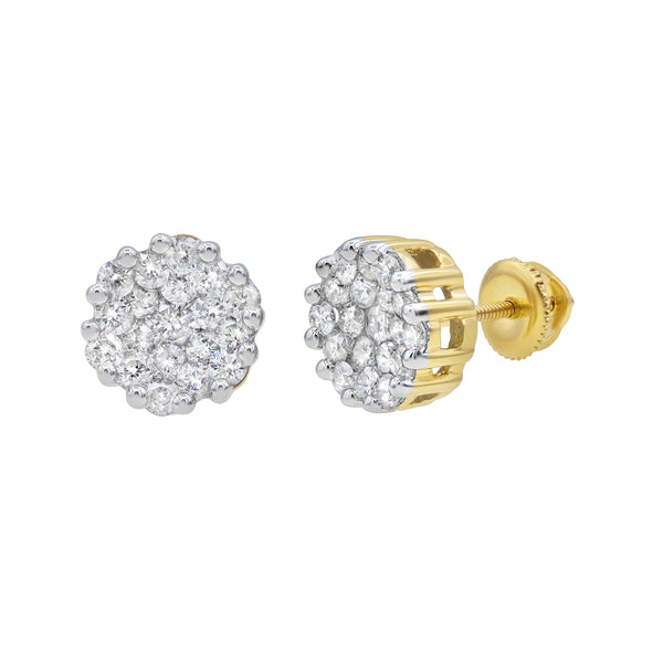 LuvMyJewelry Contemporary Stud 14K Yellow Gold Diamond Earrings 0.93 Ct. Tw