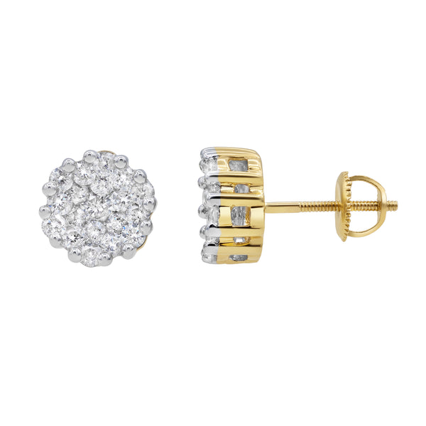 LuvMyJewelry Contemporary Stud 14K Yellow Gold Diamond Earrings 0.93 Ct. Tw
