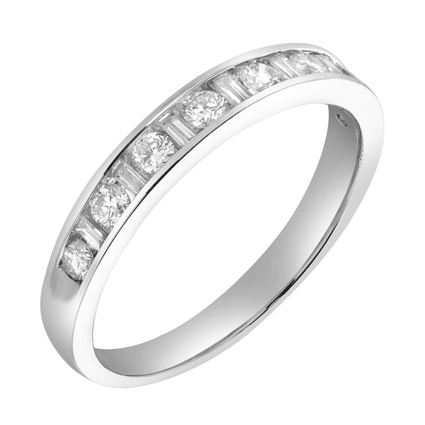 LuvMyJewelry Cosmos 14K White Gold Round Diamond Studded Band Ring - 0.52cts