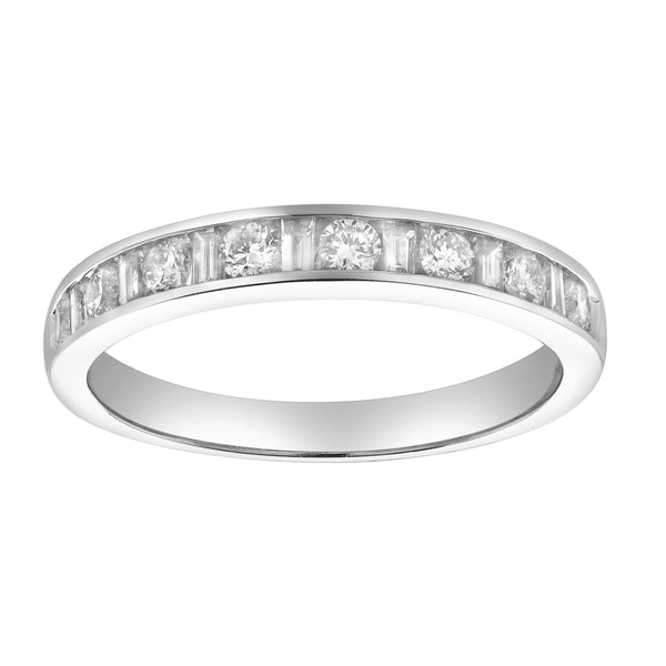 LuvMyJewelry Cosmos 14K White Gold Round Diamond Studded Band Ring - 0.52cts