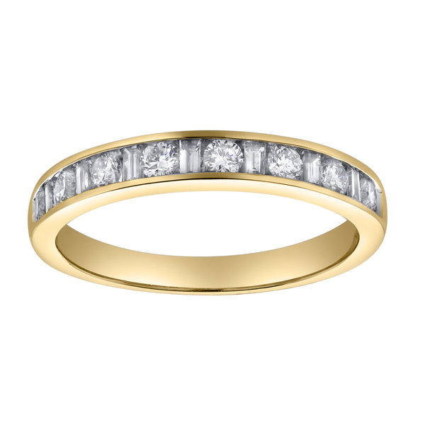 LuvMyJewelry Cosmos 14K Yellow Gold Round Diamond Studded Band Ring - 0.52cts