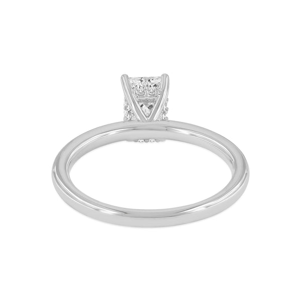 LuvMyJewelry Countess 14K White Gold Emerald Cut Lab Grown Diamond Hidden Halo Engagement Ring - 1.05 Ctw
