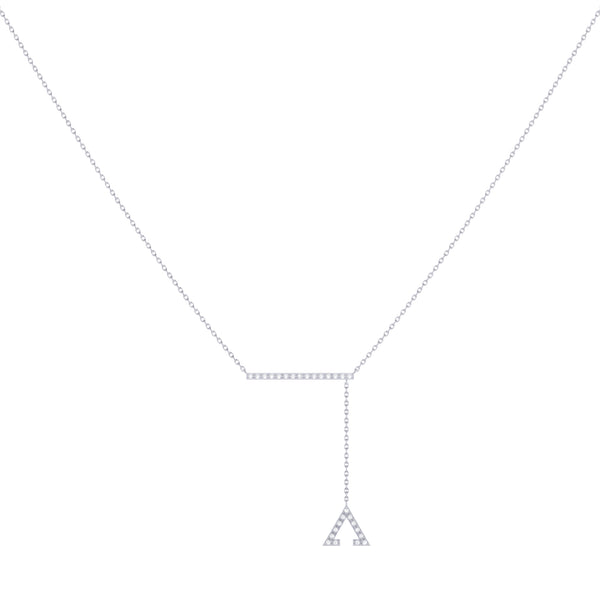 LuvMyJewelry Crane Lariat Bolo Adjustable Triangle Diamond Necklace In Sterling Silver