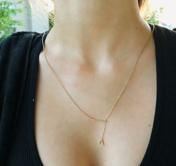 LuvMyJewelry Crane Lariat Bolo Adjustable Triangle Diamond Necklace In 14K Yellow Gold Vermeil On Sterling Silver