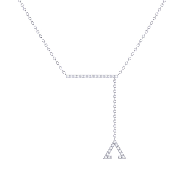 LuvMyJewelry Crane Lariat Bolo Adjustable Triangle Diamond Necklace in Sterling Silver