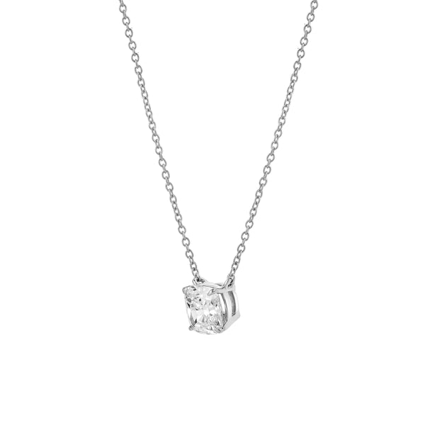 LuvMyJewelry Cushion Chic 14K White Gold Lab Grown Diamond Necklace - 0.75 Ct