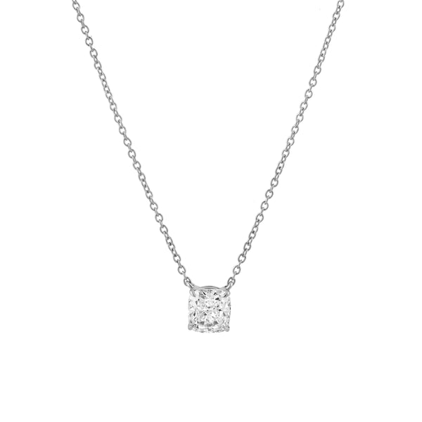 LuvMyJewelry Cushion Chic 14K White Gold Lab Grown Diamond Necklace - 0.75 ct