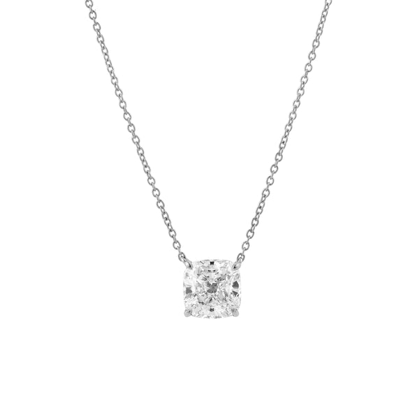 LuvMyJewelry Cushion Chic 14K White Gold Lab Grown Diamond Necklace - 1.50 ct