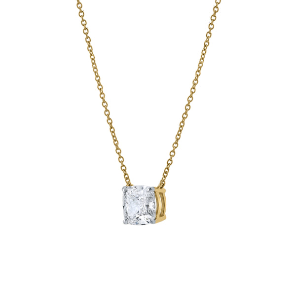 LuvMyJewelry Cushion Chic 14K Yellow Gold Lab Grown Diamond Necklace - 1.50 Ct