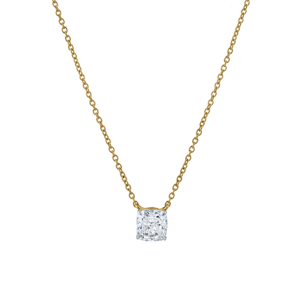 LuvMyJewelry Cushion Chic 14K Yellow Gold Lab Grown Diamond Necklace - 1.00 ct
