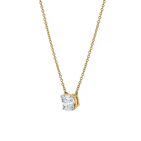 LuvMyJewelry Cushion Chic 14K Yellow Gold Lab Grown Diamond Necklace - 0.75 Ct