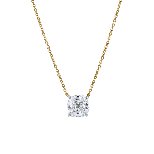 LuvMyJewelry Cushion Chic 14K Yellow Gold Lab Grown Diamond Necklace - 1.50 ct
