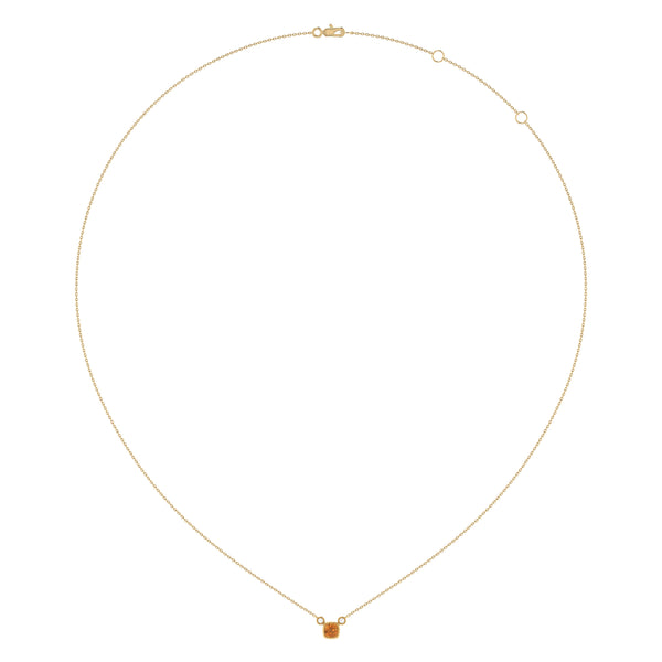 LuvMyJewelry Cushion Cut Citrine & Diamond Birthstone Necklace In 14K Yellow Gold