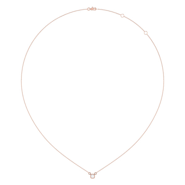 LuvMyJewelry Cushion Cut Diamond Birthstone Necklace In 14K Rose Gold