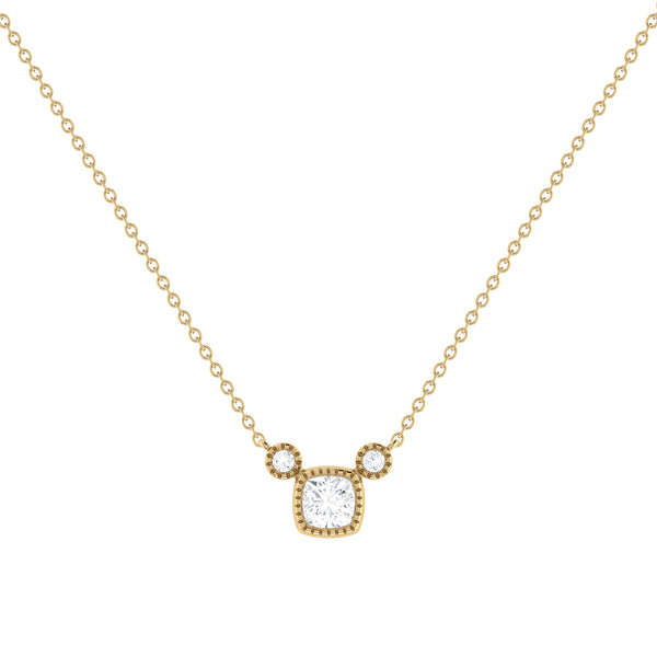 LuvMyJewelry Cushion Cut Diamond Birthstone Necklace In 14K Yellow Gold