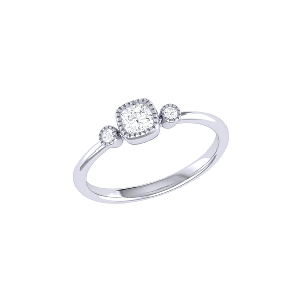 LuvMyJewelry Cushion Cut Diamond Birthstone Ring In 14K White Gold