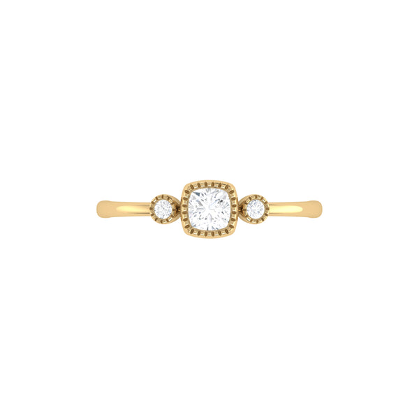 LuvMyJewelry Cushion Cut Diamond Birthstone Ring In 14K Yellow Gold