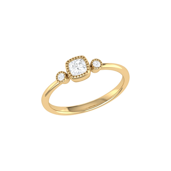 LuvMyJewelry Cushion Cut Diamond Birthstone Ring In 14K Yellow Gold