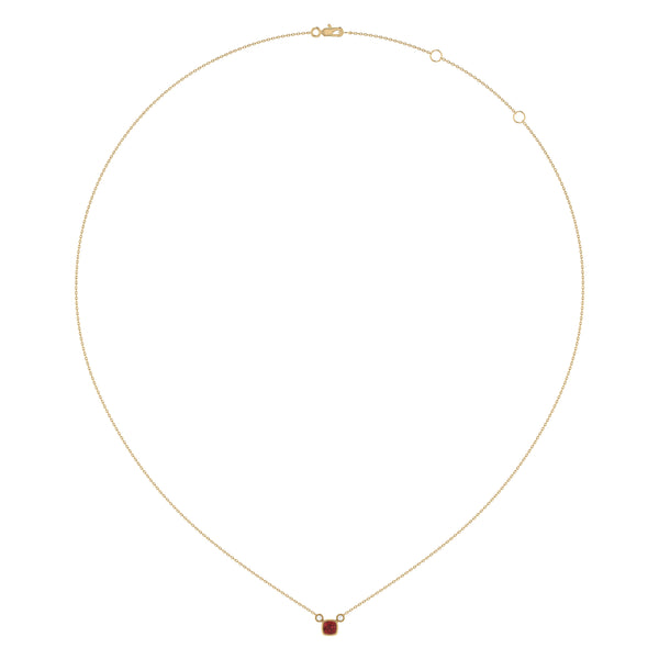 LuvMyJewelry Cushion Cut Garnet & Diamond Birthstone Necklace In 14K Yellow Gold