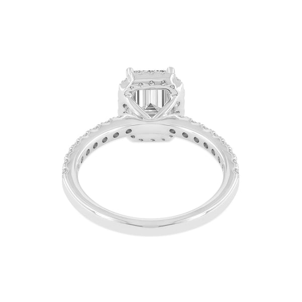 LuvMyJewelry Czarina 14K White Gold Emerald Cut Lab Grown Diamond Halo Engagement Ring - 1.75 Ctw