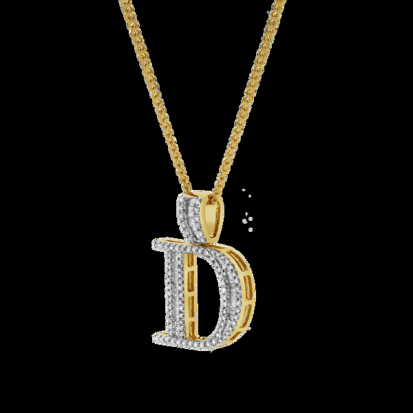LuvMyJewelry D Initial Diamond Pendant 10K Yellow Gold - 0.77 Carats