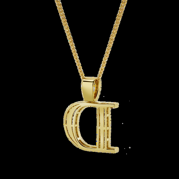 LuvMyJewelry D Initial Diamond Pendant 10K Yellow Gold - 0.77 Carats