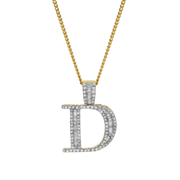 LuvMyJewelry D Initial Diamond Pendant 10K Yellow Gold - 0.77 Carats