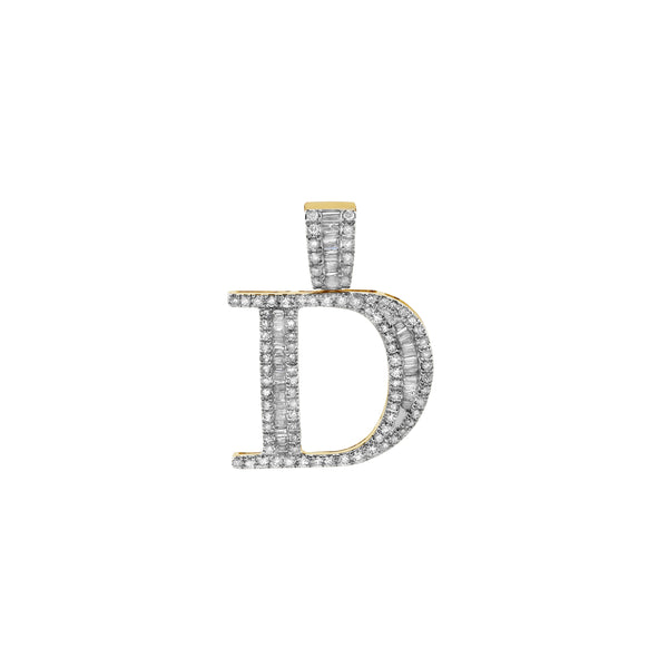 LuvMyJewelry D Initial Diamond Pendant 10K Yellow Gold - 0.77 Carats