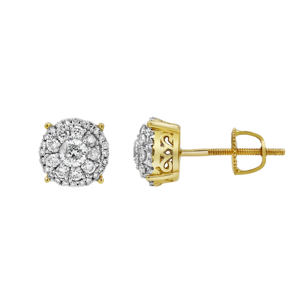 LuvMyJewelry Daisy Drip Cluster Diamond 0.63 Ct. Tw. 14K Yellow Gold Earrings