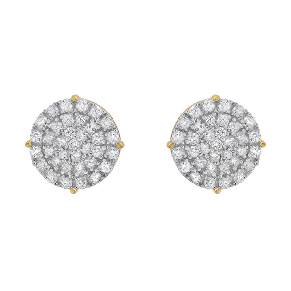 LuvMyJewelry Dartboard Stud 14K Yellow Gold Diamond Earrings 0.93 Ct. Tw