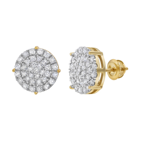 LuvMyJewelry Dartboard Stud 14K Yellow Gold Diamond Earrings 0.93 Ct. Tw