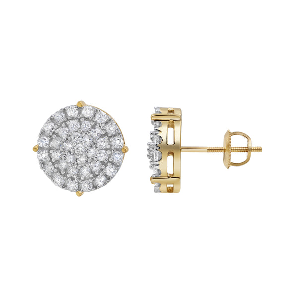 LuvMyJewelry Dartboard Stud 14K Yellow Gold Diamond Earrings 0.93 ct. tw